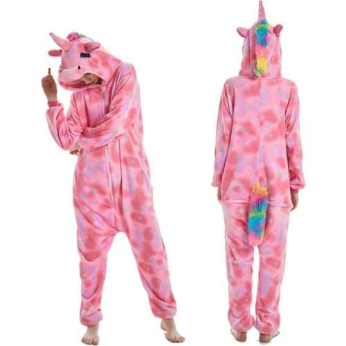 Eye unicorn christmas deer Pajama Sets Cartoon Sleepwear Women Pajama Flannel Animal purple Unicorn Pajama kugurumi
