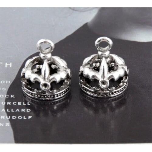 20Pcs Silver Color Queen Crown Charms Making Empire Emperor Pendant Necklaces Handmade Jewelry Wholesale16X13mm A3316