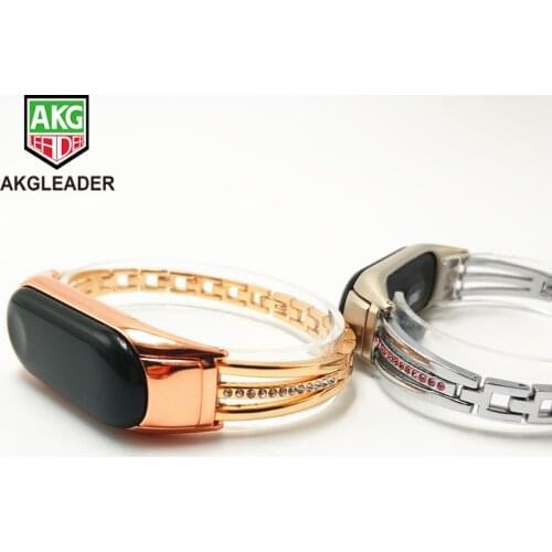 Miband 3 Watch Bracelet Genuine Stainless Steel Wrist Band Strap For Xiaomi Band 3 With Diamond Watchband Correas De Reloj