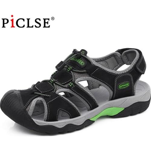 Fashion Summer Men Beach Sandals Large size 48 Genuine Leather Men Sandals Outdoor Sandals for Men Walking shoes zapatos hombre