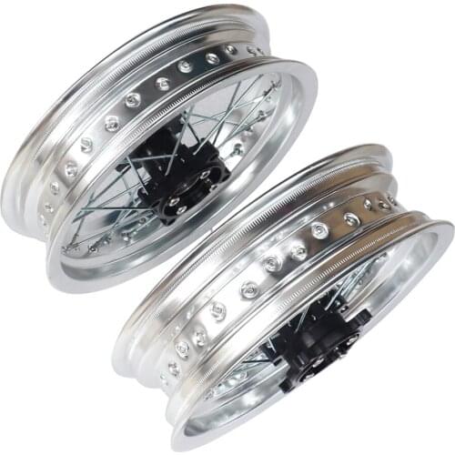 Silver Motorcycle Dirt Pit Bike Rims 15mm Hole 3.00x12" Inch & 2.50x12 Inch Front And Rear Wheel With CNC Hub