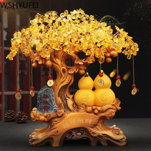 Chinese Style Lucky Tree Gourd Animal Statue Ornaments Resin Sculpture Crafts Entrance Welcome Home Decoration Wedding Gifts