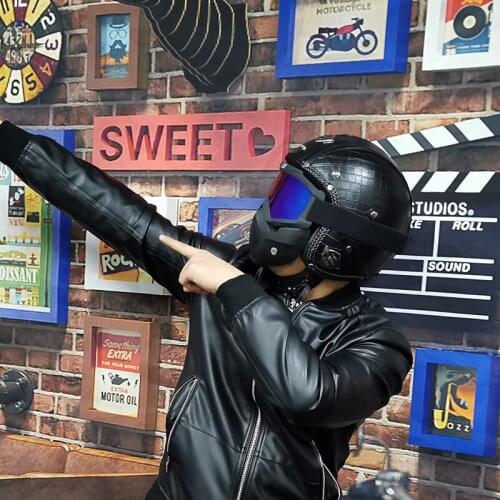 Adult Open Face Half Leather Helmet Moto Motorcycle Helmet vintage Motorcycle Motorbike Vespa