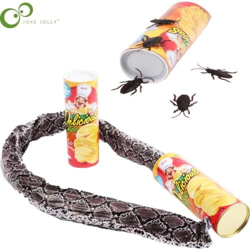 Funny Potato Chip Can Jump Spring Snake roach Toy Gift April Fool Day Halloween Party Decoration Prank Trick Fun Joke Toys