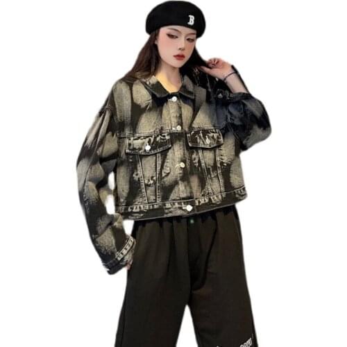 #9039 Short Jackets For Women Spring Autumn Single Breasted Loose Jean Jackets Ladies Streetwear Fashion Denim Coat Girls Tops