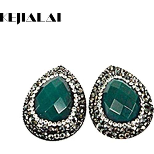 Kejialai Tredy Faceted Gem Stone Pave Crystal Rhinestone Earrings Pendant Dangle Earrings For Women Bijoux Elegant Gift NS-048