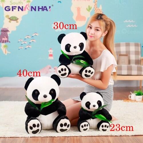 1pc 23/30/40cm large size Cute Panda With Bamboo leaves Plush toy Stuffed soft Animal Panda pillow dolls Lovely Baby Toys