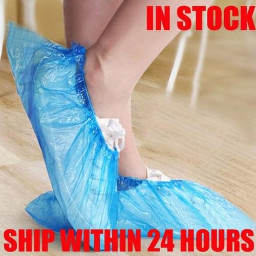 1Pack/100 Pcs Dropship Hot sale Waterproof Anti Slip Boot Covers Plastic Disposable Shoe Covers Overshoes Safety