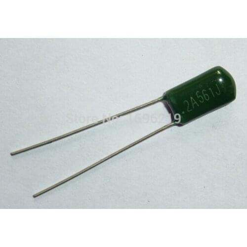 10pcs Mylar Film Capacitor 100V 2A561J 560pF 0.56nF 2A561 5% Polyester Film capacitor