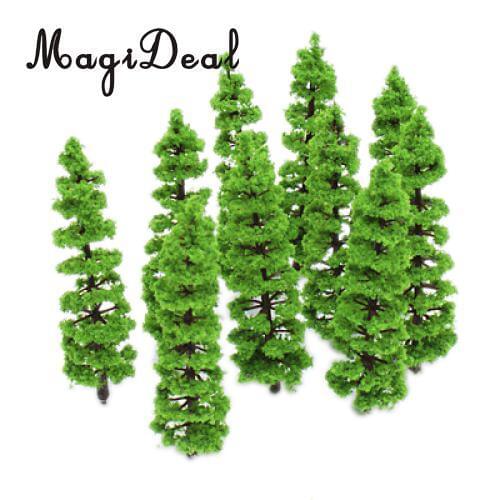 10Pcs/Pack Model Fir Tree Train Track Park Garden Yard Plastic Trunks Set Green Scenery Landscape HO N
