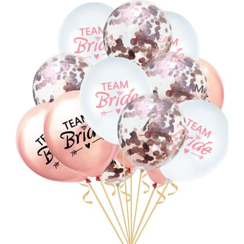 15Pcs/Set Team Bride Balloon Hen Party Supplies Decor Bachelorette Party Rose Gold Confetti Latex Balloons SPA67