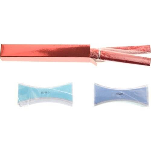 4Pcs/Set Red Color Professional Nail Care Set Include 2PCS Glass Nail Files With Case 2PCS 4Steps Nail Buffer Blocks