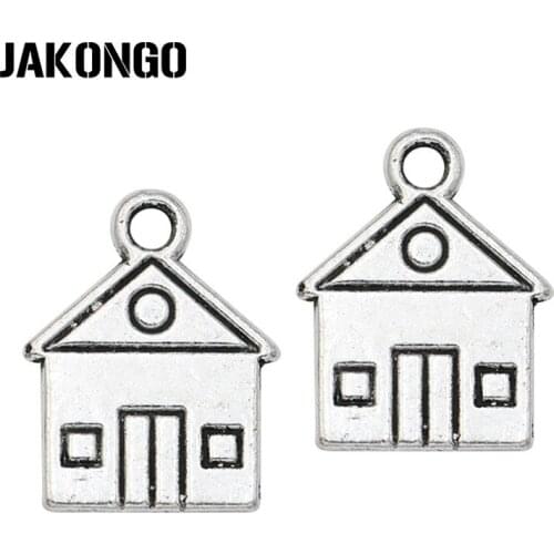 40pcs House Charms Antique Silver Pendants for Jewelry Making Bracelet DIY Handmade Craft 16x13mm
