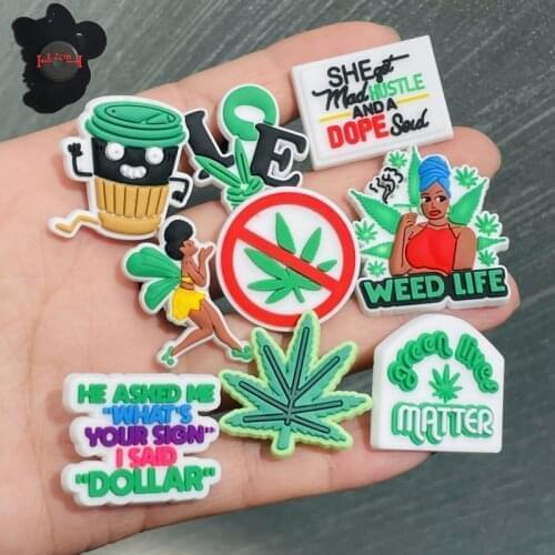 9PCS PVC Colorful Cute Plant Cartoon Fridge Magnets Love Weed Life Green Lives Matter Refrigerator Magnetic Sticker Kids Gifts