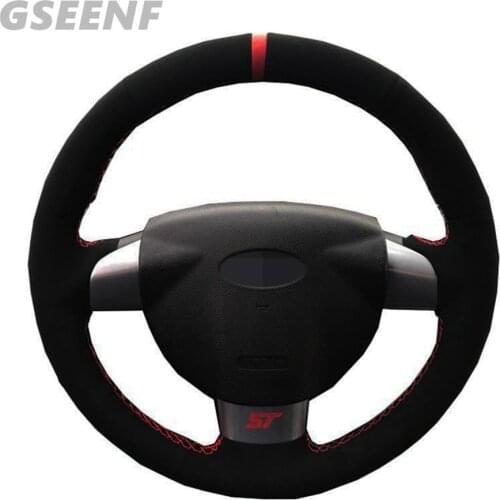Car Accessories Steering Wheel Cover For Ford Focus 2 2005-2011 (3-Spoke) Black Hand-stitched Soft Comfortable Suede