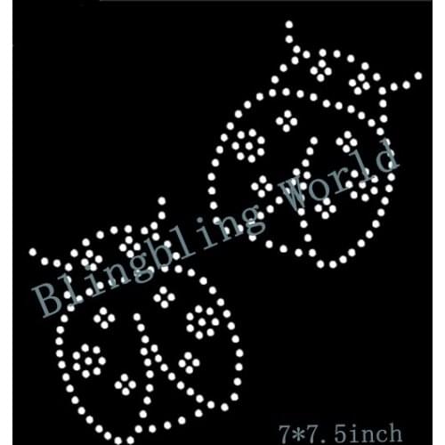 Free shipping cute insect image hot fix rhinestones Iron on heat transfer design