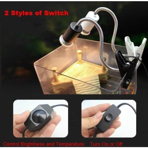 UVA/UVB Aquarium Heating Light Holder Clip-on Basking Lamp E27 Bulb Light Holder For Turtle Repitle Frog 2 Style Switch