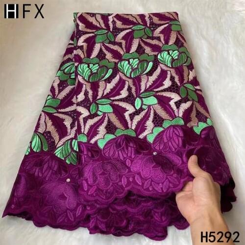 HFX Purple Swiss Voile Lace In Switzerland African Lace 100%Cotton Heavy Soft Swiss Lace Embroidery Brode For Sewing 5 yards