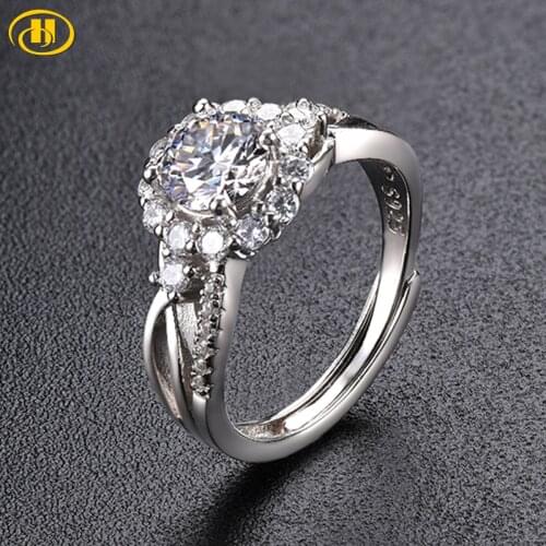 Hutang White Moissanite Ring Solid 925 Sterling Silver Rings Romantic Style Fine Jewelry for The Meaning of A Lifetime Together