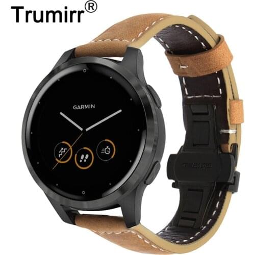 Italy Genuine Leather Watchband for Garmin Vivoactive 4 3 Music / Venu / Vivomove 3 HR Style Luxe Quick Release Watch Band Strap
