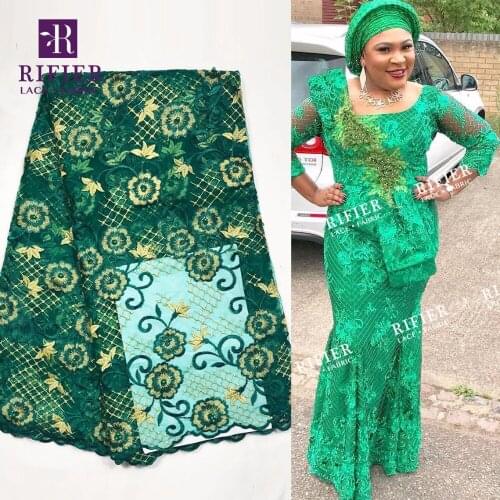 Beautiful Green Color African French Beads Net Lace Fabric 2019 New Fashion Embroidery Guipure Mesh Wedding Laces Dress Fabrics
