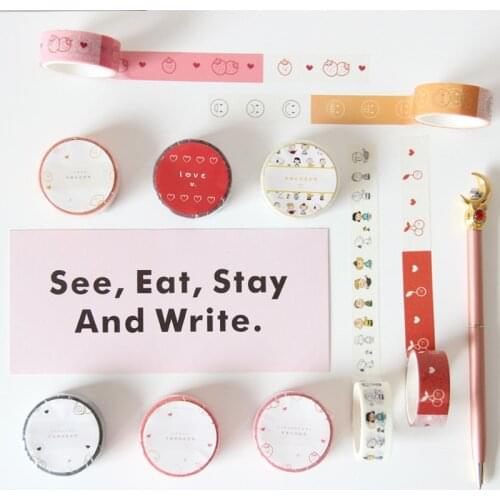 Washi tape Kawaii Girl Heart Love Avocado Cherry Creative Handbook Album Diary DIY Decorative Stickers