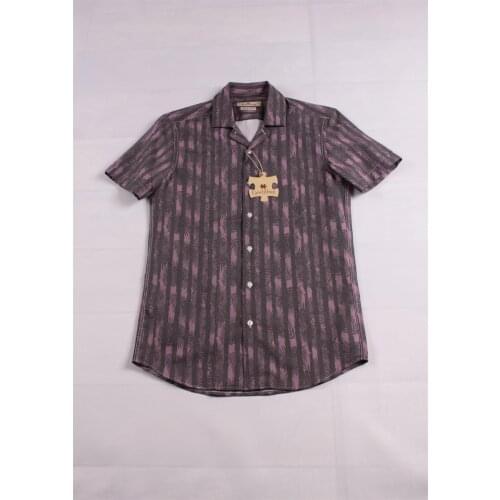 Gentilbay Mens Aloha Hawaiian Digital Flowers Printed Cotton Fabric Burgundy Slimfit Sport Short-Sleeve DPD161 Shirt