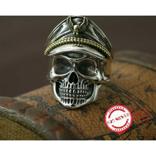 S925 sterling silver mens rings personalized retro fashion jewelry skull shape opening ring to send a couple of gifts 2018 new