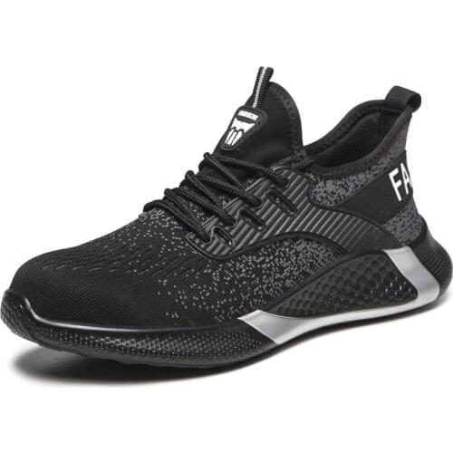 QZ17 Men Steel Toe Air Mesh Breathable Safety Shoes Lightweight EVA Non-slip Working Security Protection Footwear Sneaker