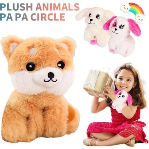 Soft Plush Animal Circle Doll Creative Childrens Toy Curtain Hanging Gift Cute Cartoon Dog Shiba Inu Fluffy Hand Puppet Toys