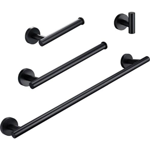 Bathroom Hardware Set Black Robe Hook Towel Rail Bar Rack Bar Shelf Tissue Paper Holder Holder Bathroom Accessories