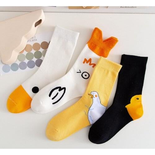 Cartoon Socks Animal Print Duck Cute Calcetines Harajuku Kawaii Women Skarpetki Kobieta Skarpety Mujer Meias Calcetas Funny Sock