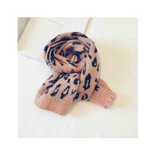 Autumn Winter Thicken Warm Kids Girls Scarf Leopard Print Boys Girls Winter Knitted Scarf Winter Girls Kintting Neck Clothes