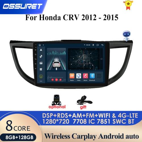 Ossuret 10.1 Android 10 Car radio GPS Navigation for Honda CRV 2012-2015 Multimedia DVR SWC FM CAM-IN BT USB DAB DTV OBD PC WIFI