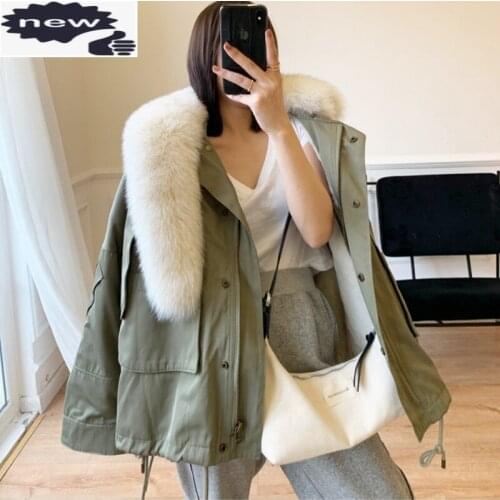 Winter Parkas Thicken Wool Liner Cargo Jacket Women Real fur Single Breasted Loose Short Windbreakers Coat Warm Female Overcoat