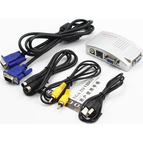 PC To TV Video Converter VGA To TV AV RCA Signal Adapter Converter Video Switch Box Composite Supports for Computer