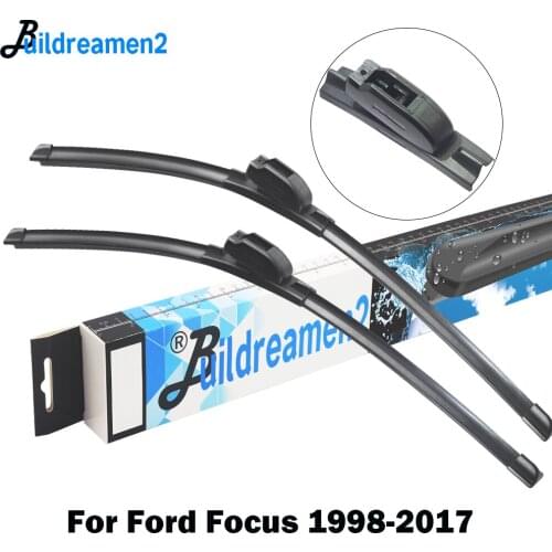 Buildreamen2 Car Wiper Blade For Ford Focus Mk1 1998-2005 Mk2 2005-2011 Mk3 2012-2017 Natural Rubber Windshield Wiper