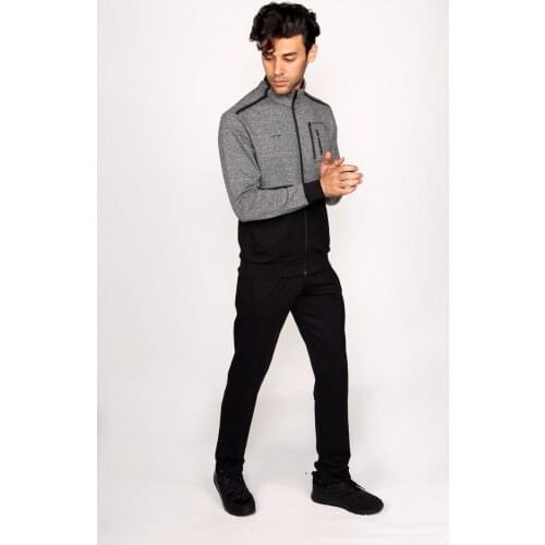 Tracksuit Set Double Color Shoulder Stripe Detailed