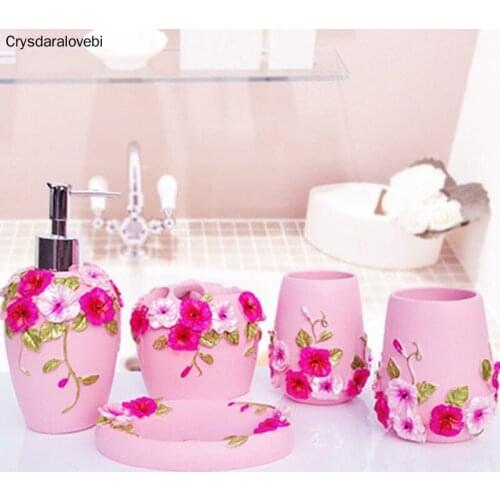 Home Decoration Wedding Couples Bathroom Accessories Set 5PCS Suit Bathroom Kit Newly Married Gift European