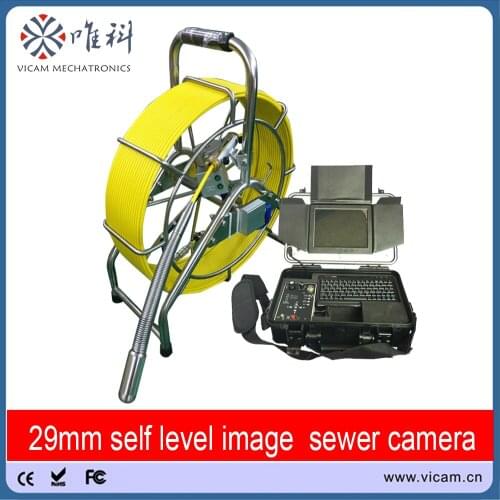 Vicam 60 meters push camera pipe detection equipment with 29mm self levelling image camera and super long flexible spring