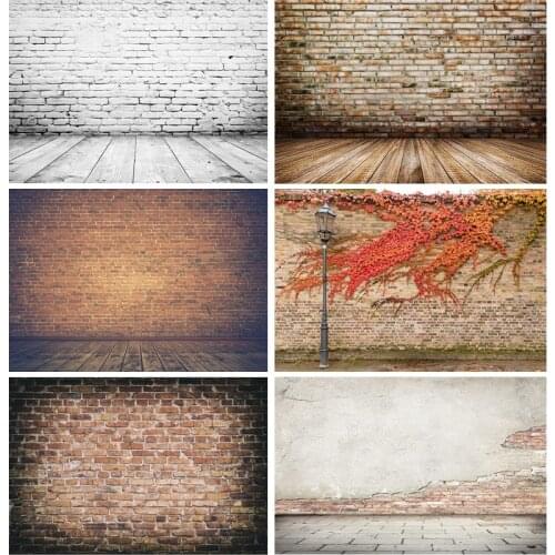 SHUOZHIKE Vinyl Custom Vintage Brick Wall Wooden Floor Photography Backdrops Photo Background Studio Prop 21712 YXZQ-09