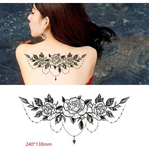 Waterproof Temporary Tattoo Sticker Three roses sexy charming on back tatto breast flash tatoo fake tattoos for women