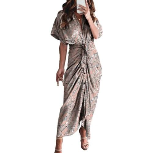 Elegant Floral Print Office Lady Bodycon Dress Sexy V Neck Short Sleeve Maxi Dress All-match Women Soft Casual Party Dresses