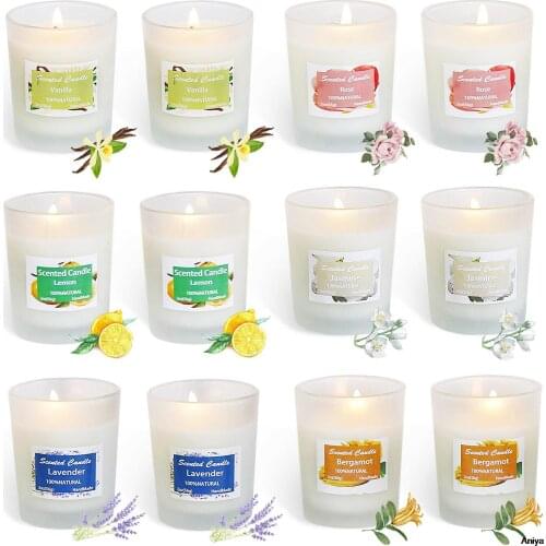 12 Scented Candles Soy Wax Glass Family Gift Set Velas Candles Velas aromáticas Decorativas