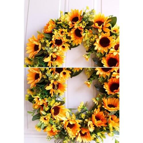 16inch Sunflower Wreath Summer Wreath Front Door Wreath Festival Wreath Gifts Handmade Wreath Rustic Wreath