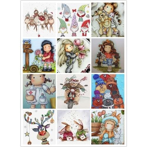 1802--1813 Girl and baby animal clear stamps and metal cutting dies Please contact me for photos