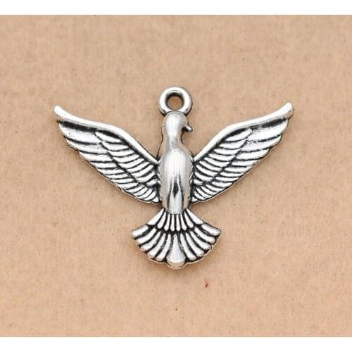 10pcs Dove Peace Charm Pendant fit Bracelet Necklace Tibetan Silver Plated Jewelry DIY Making Accessories 29x36mm