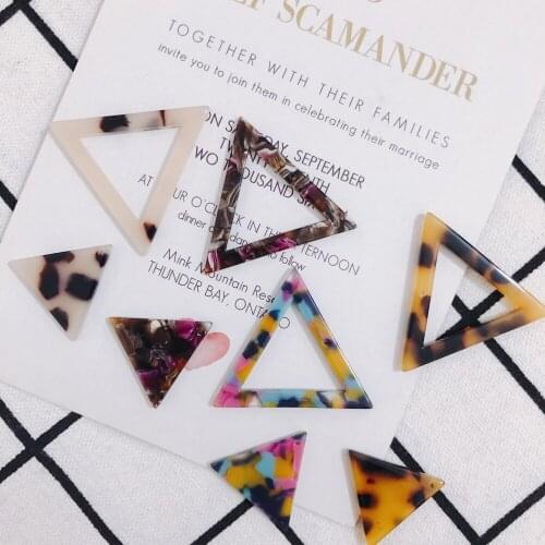 6 pieces / lot Acetate hollow color triangle pendant earrings pendant jewelry accessory