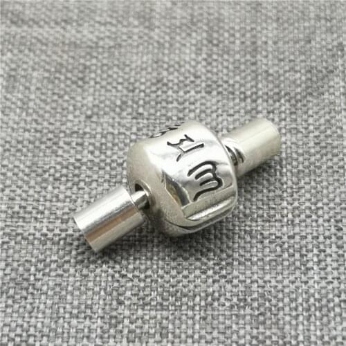 925 Sterling Silver Om mani padme hum Cord End Cap Connector for Bracelet
