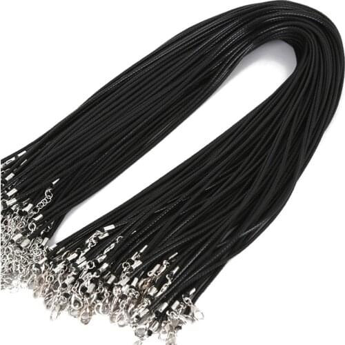 50 Pcs Colorful Leather Cord Wax Rope Chain Wax Cord Necklace Pendant For DIY Handmade Lobster Clasp String Cord Jewelry Chains